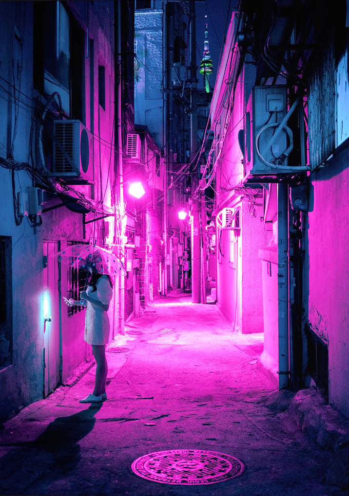 Neon Nights in Seoul Poster by Steve Roe