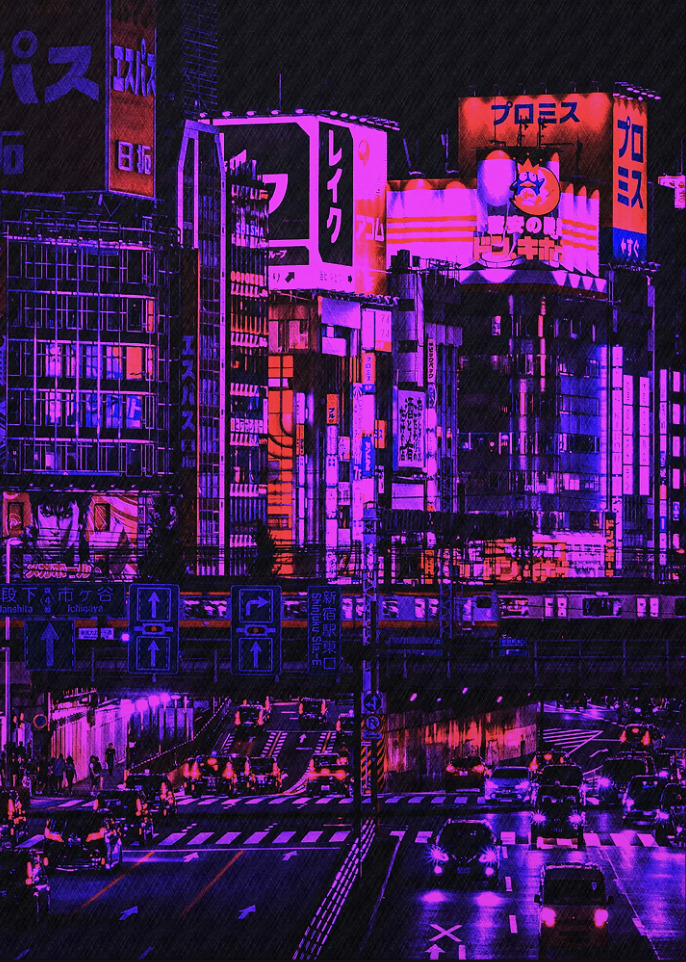 Neon Tokyo Night Poster by Matrix