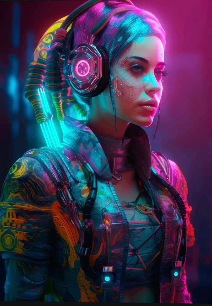 Cyberpunk Female Character Poster by designarte