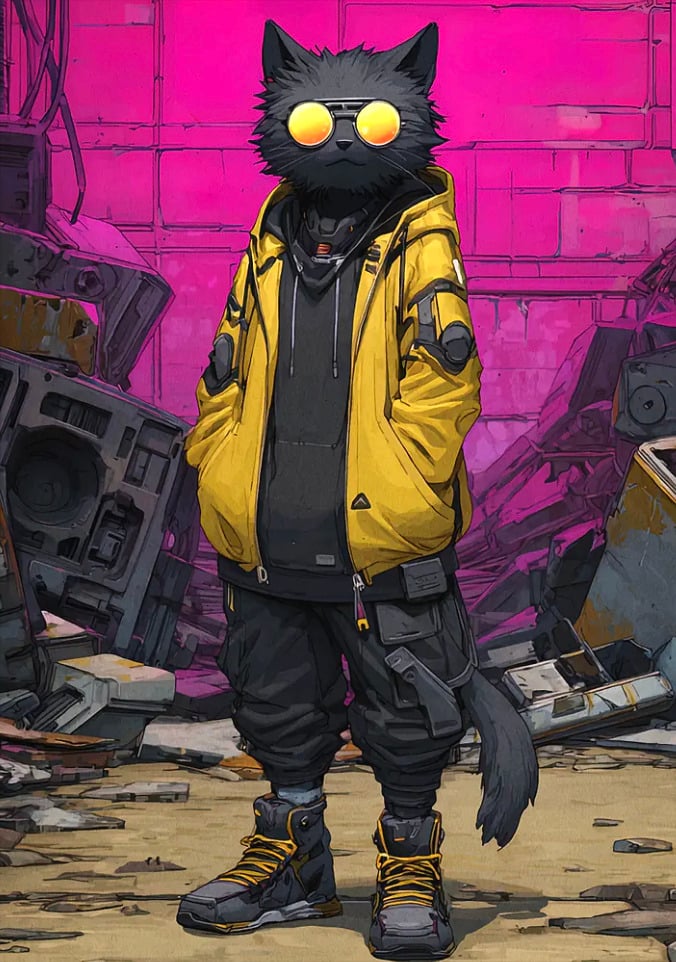 Cyberpunk Cat Character Poster by Hojay lkan