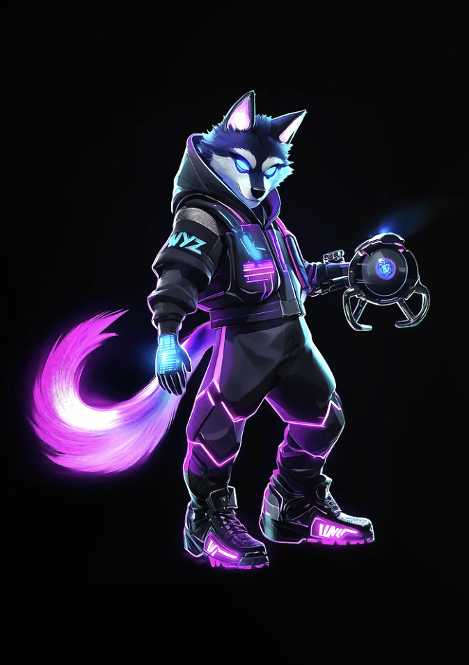 Cyberpunk Wolf Character Poster by Whitley Ellisha