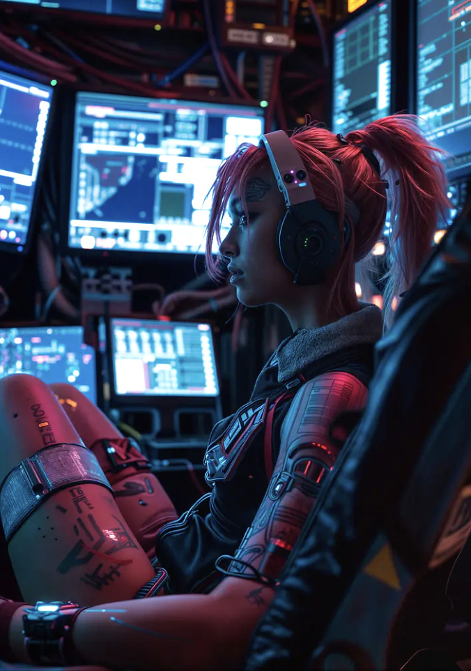 Cyberpunk Gamer Girl Poster by Stellar Wonders
