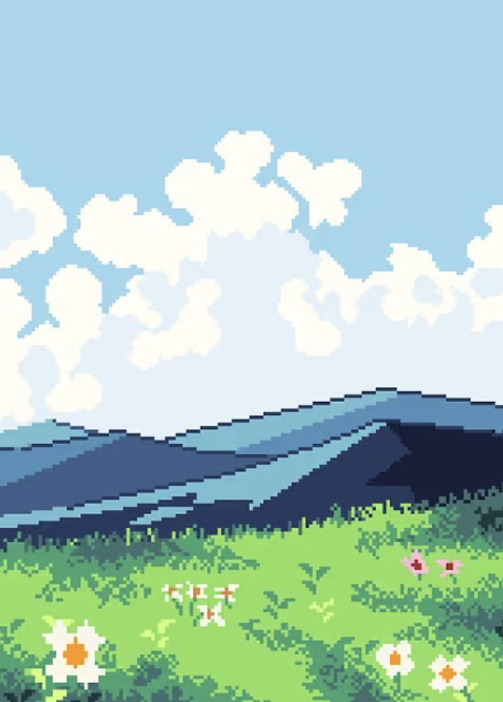 Eki D Surya: Pixel Art Mountain Landscape