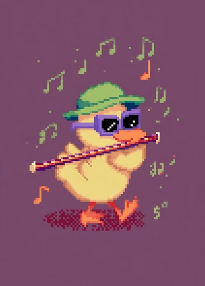 Jannick 27s: Pixel Art Duck Musician