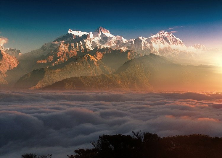 mountains with clouds
