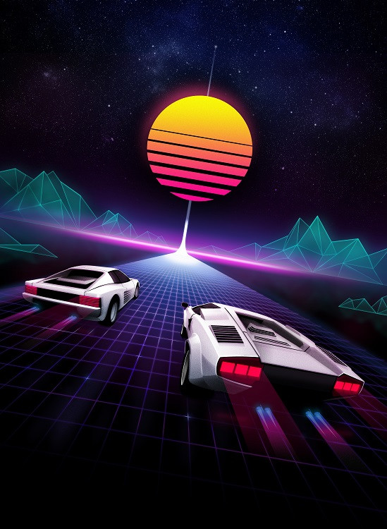 80's style cars illustration