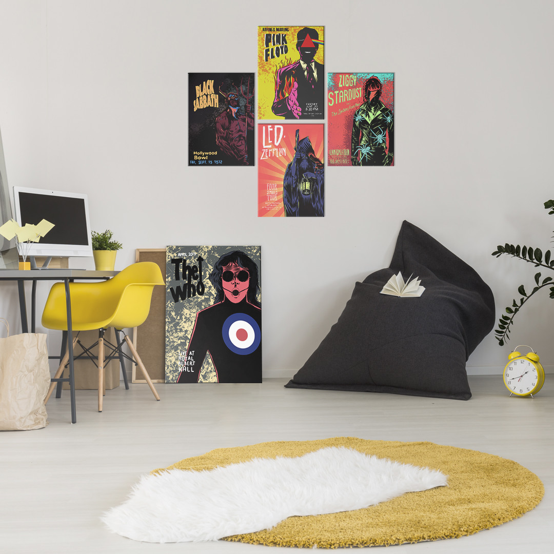 Interior with legeds of rock metal prints