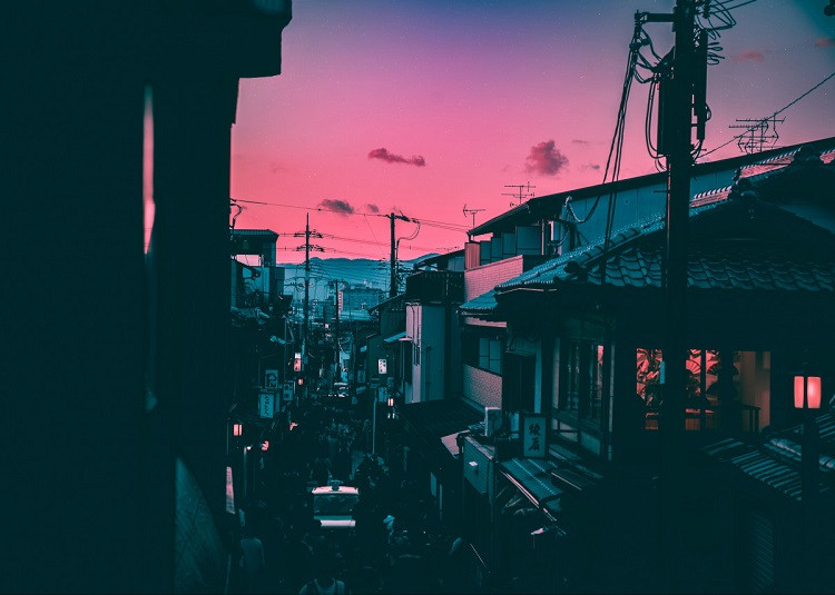 cyberpunk sunset poster