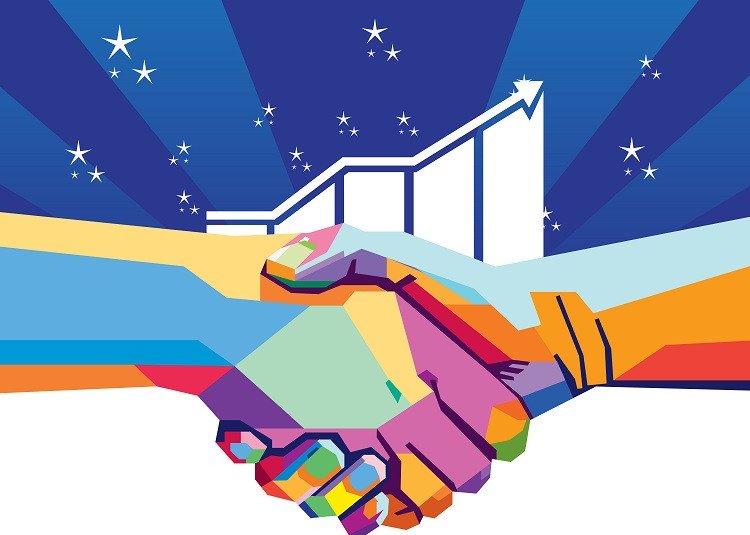handshake colorful