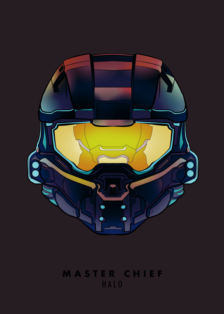 cabeza de la cabeza del cartel del casco de halo