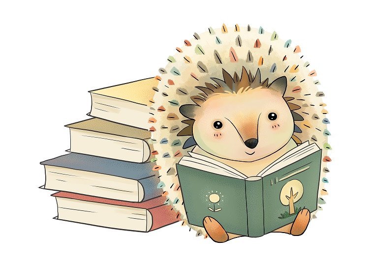 hedgehog reading book