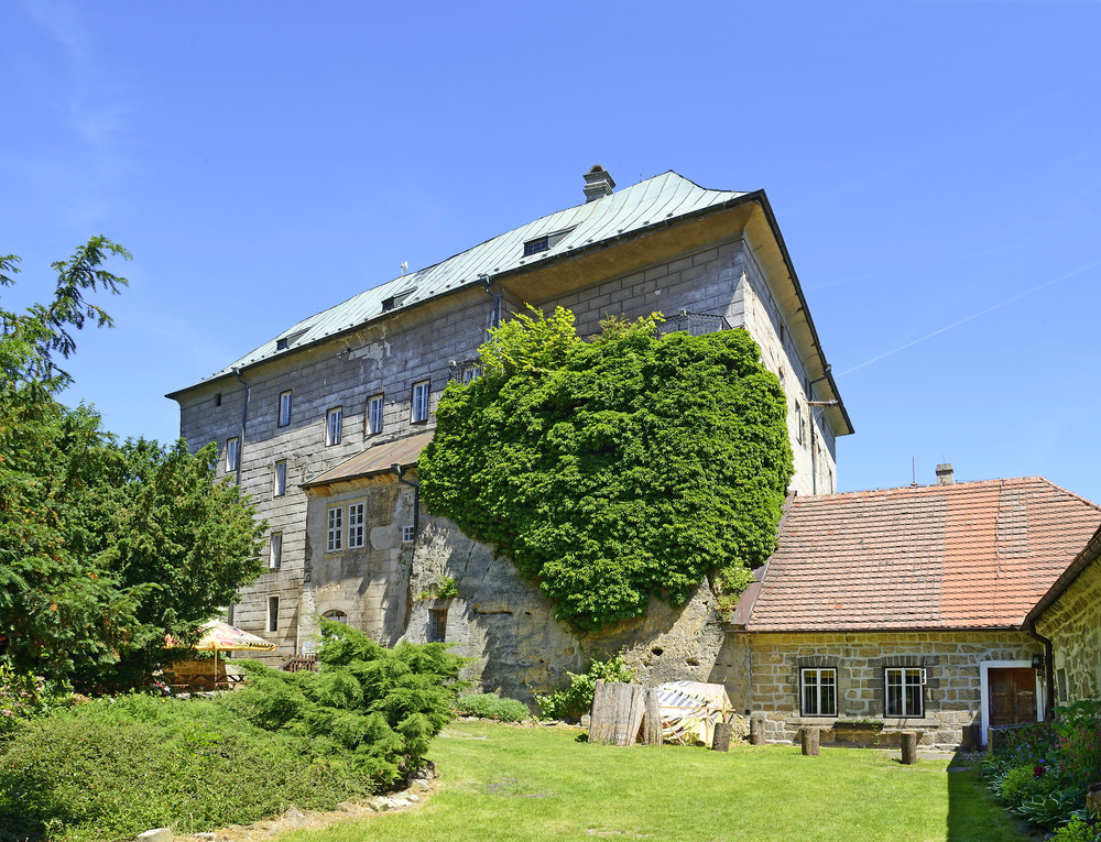 Houska Castle view of the backyard