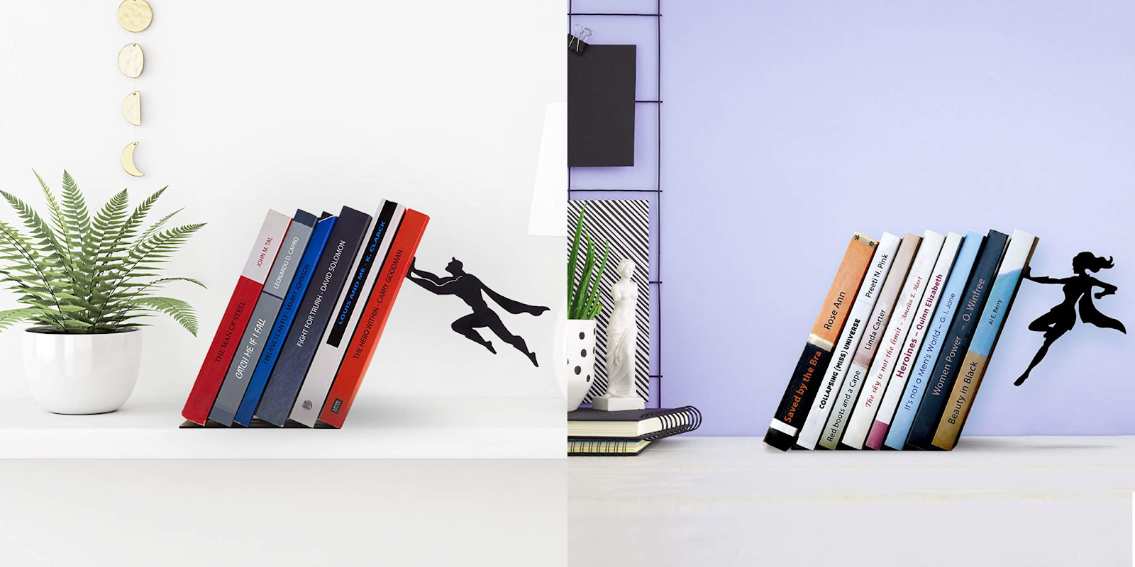 Black metal superhero bookends