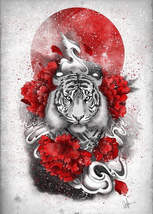 japanese tiger illustration