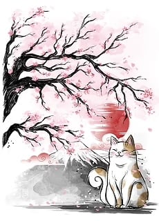 Sakura Cat Poster by Daisj Ingrosso