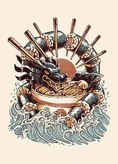Dragon Sushi Ramen by Ilustrata