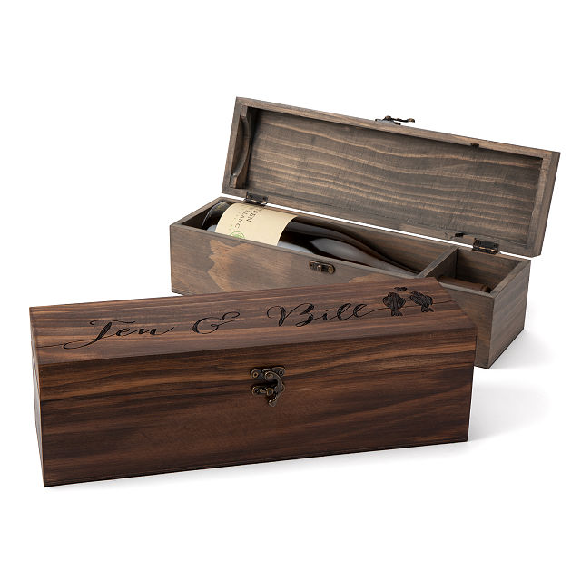 Personalized love birds wine box