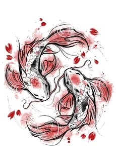 Japanese Koi Poster by Daisj Ingrosso