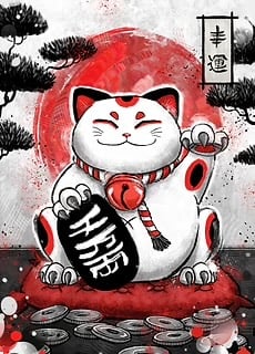 Lucky Cat Poster by Ruby Art