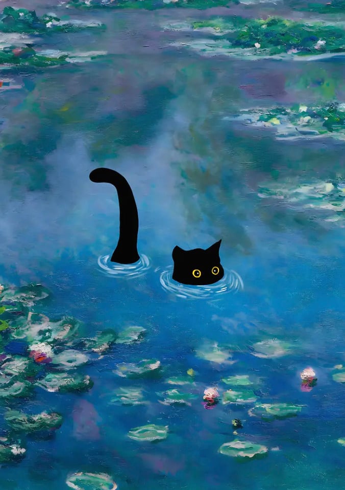Monet Cat Waterlilies by outdoorway