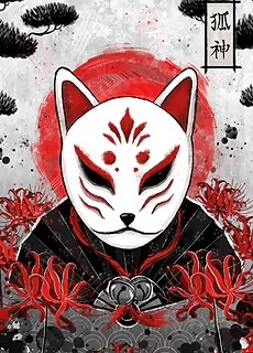 Kitsune Mask Poster by Ruby Art