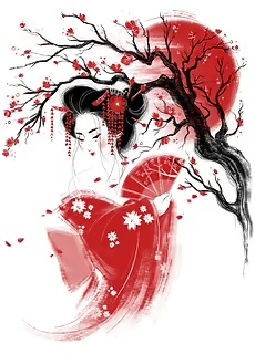 Red Geisha Poster by Daisj Ingrosso