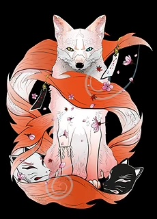 Red Kitsune Poster by Noel delMar