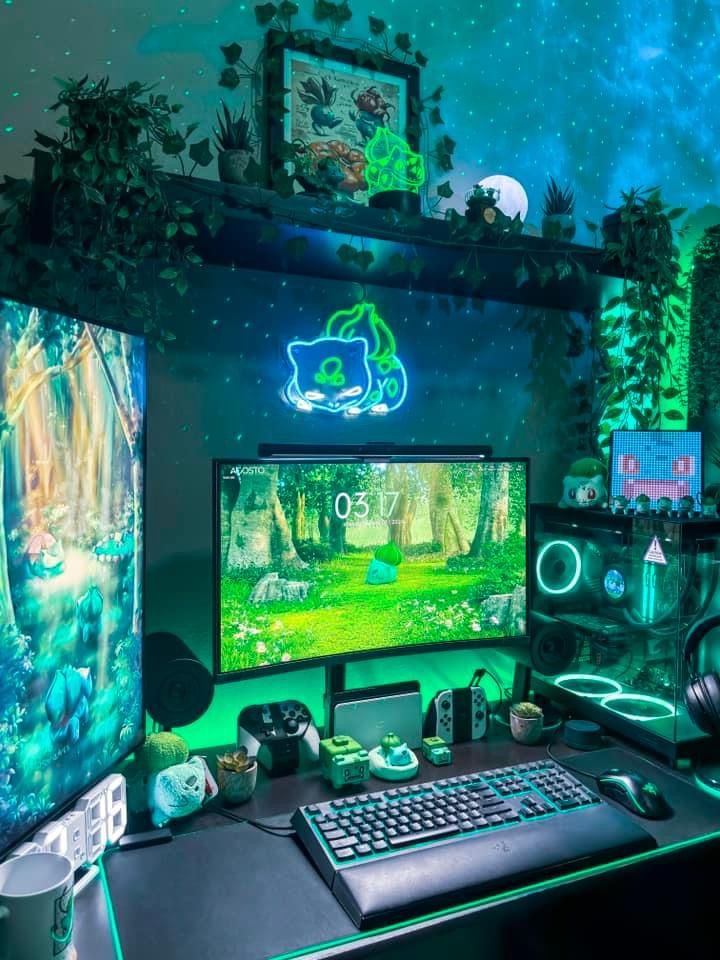 Forest-Inspired Gaming Setup