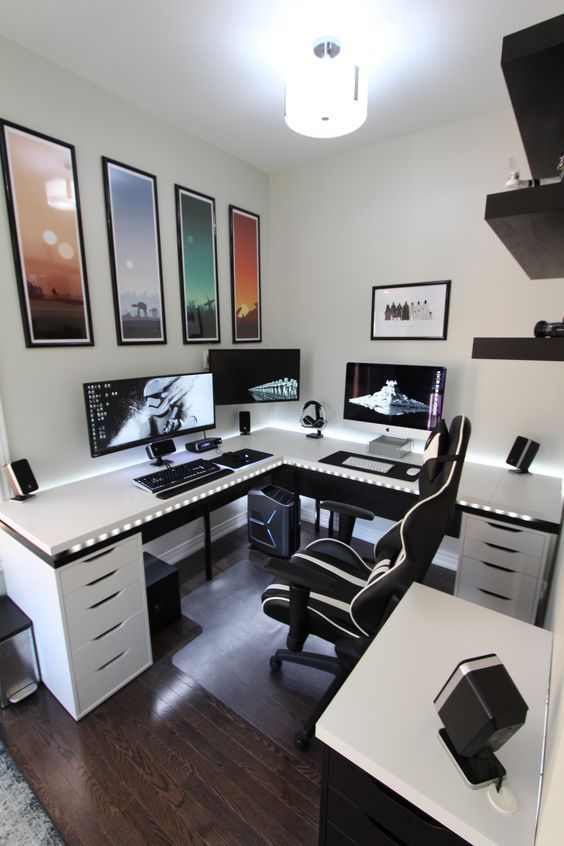 Clean Black and White Gaming Setup