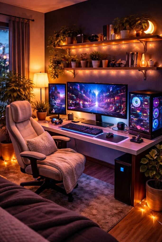 Warm and Cozy Gaming Setup
