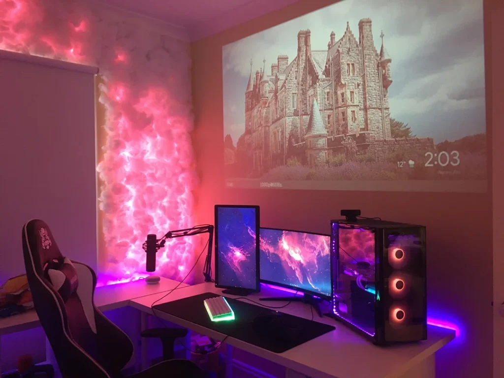 RGB Cloud Wall Gaming Setup