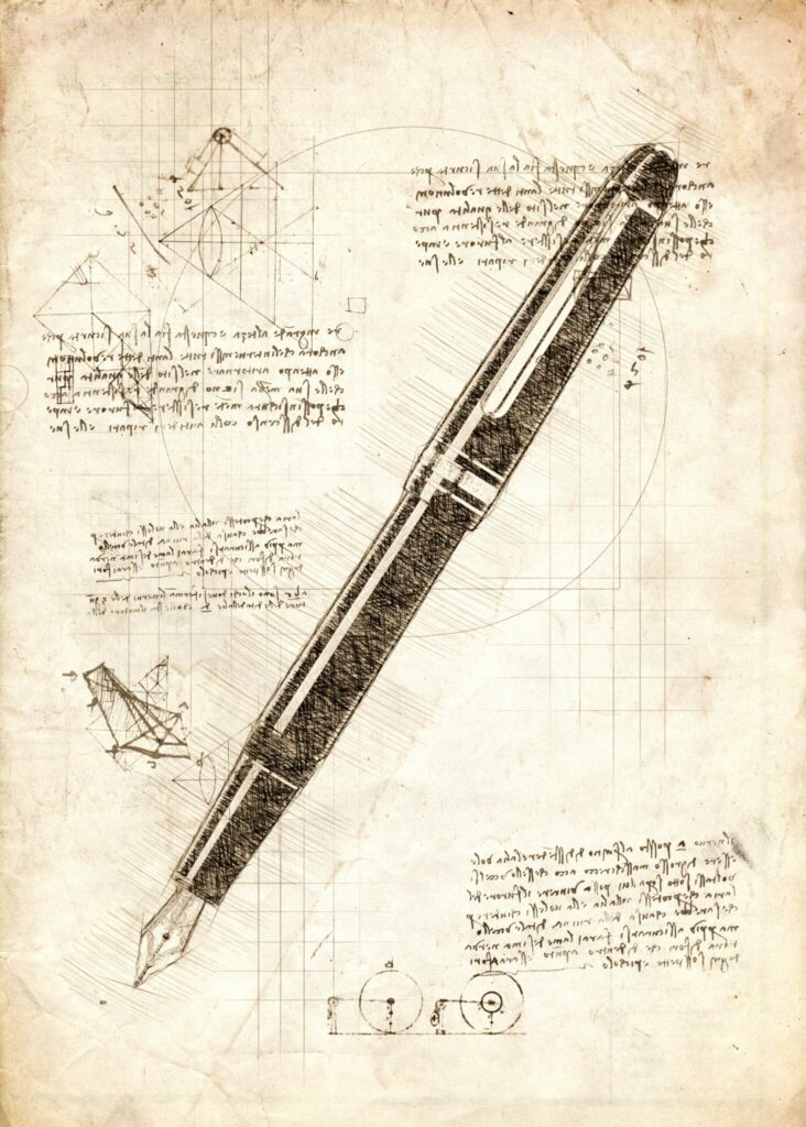 Fountain Pen Sketch Poster by northpointprints
