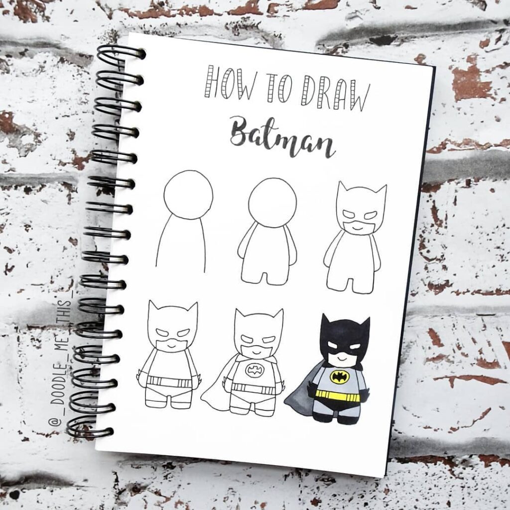 step-by-step Batman doodles