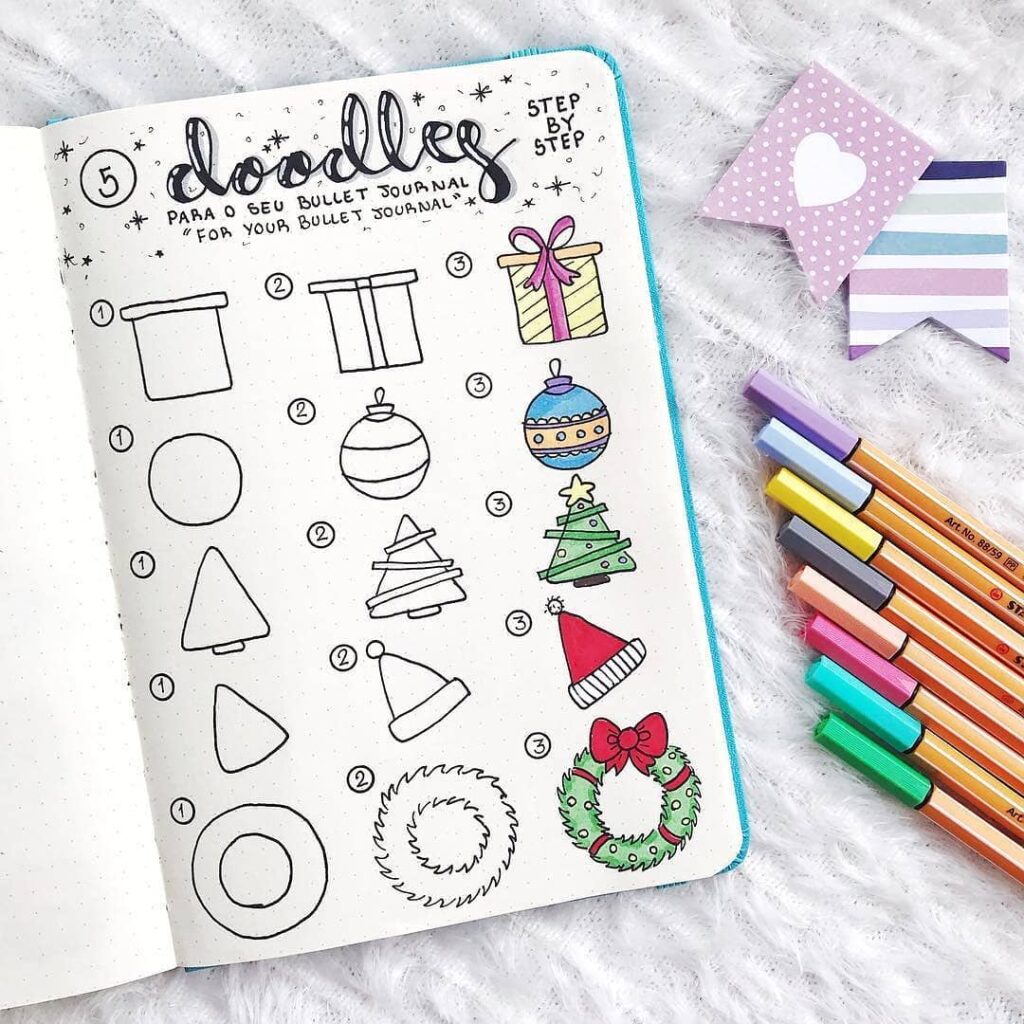 step-by-step Christmas doodles