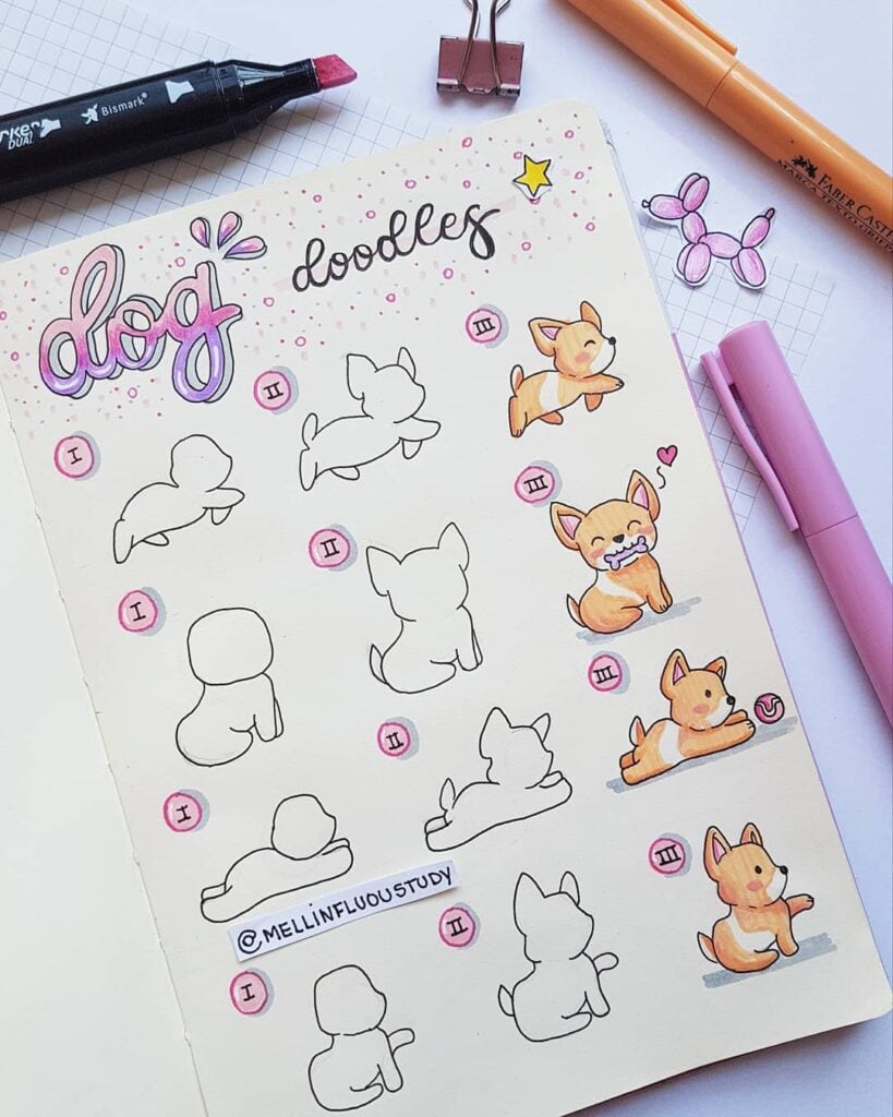 step-by-step dog doodles