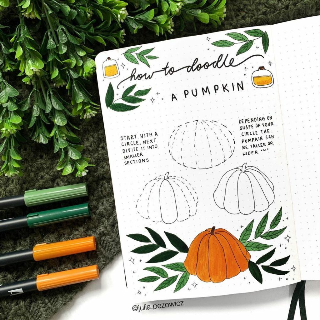 step-by-step pumpkin doodles