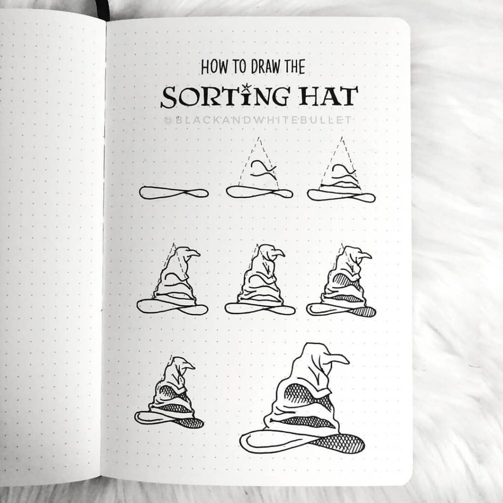 step-by-step Sorting Hat doodles