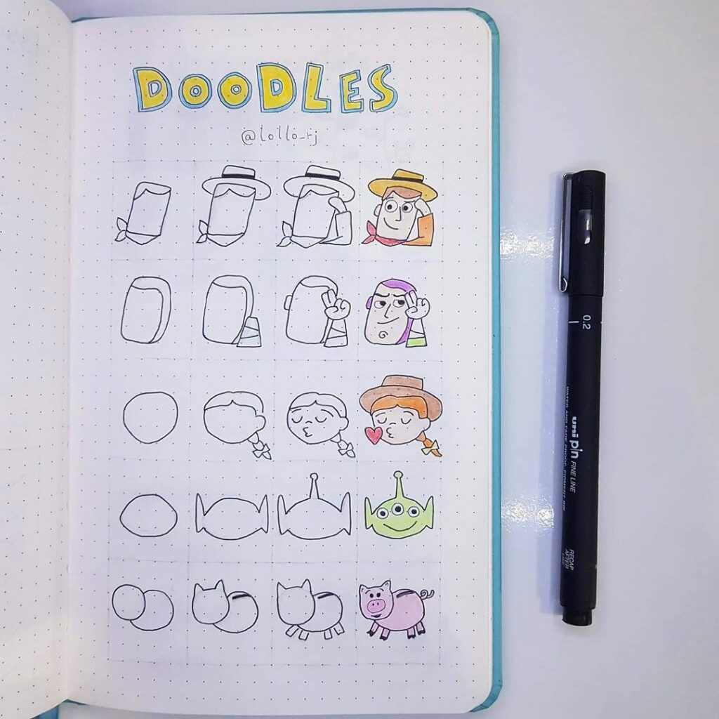 step-by-step Toy Story doodles