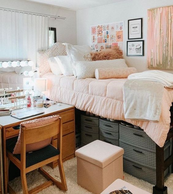 20 Genius Dorm Room Ideas To Decorate, How To Set Up A College Dorm Bedsheet