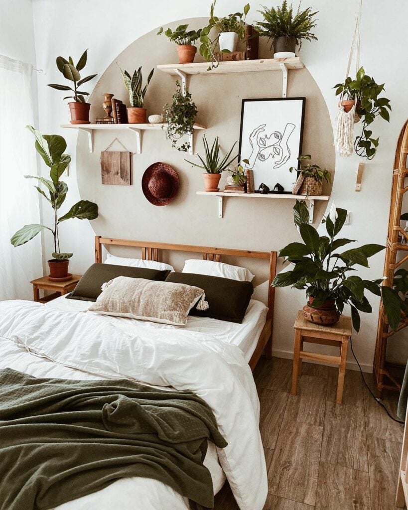 plant-filled bedroom