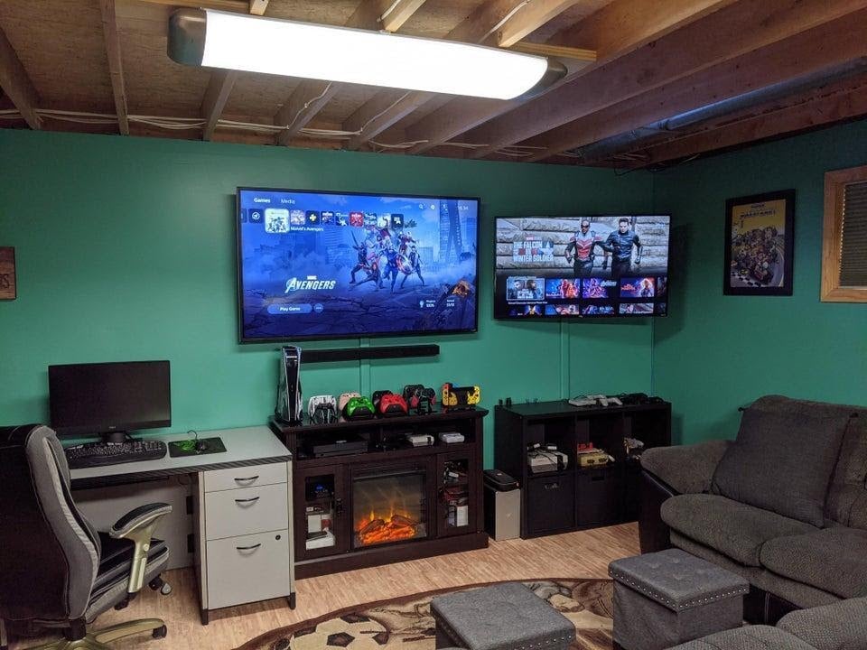 basement video game room