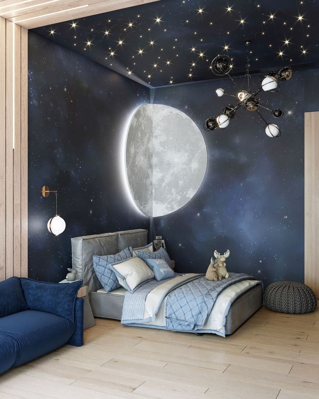 Space Themed Room Glow Giant Moon 