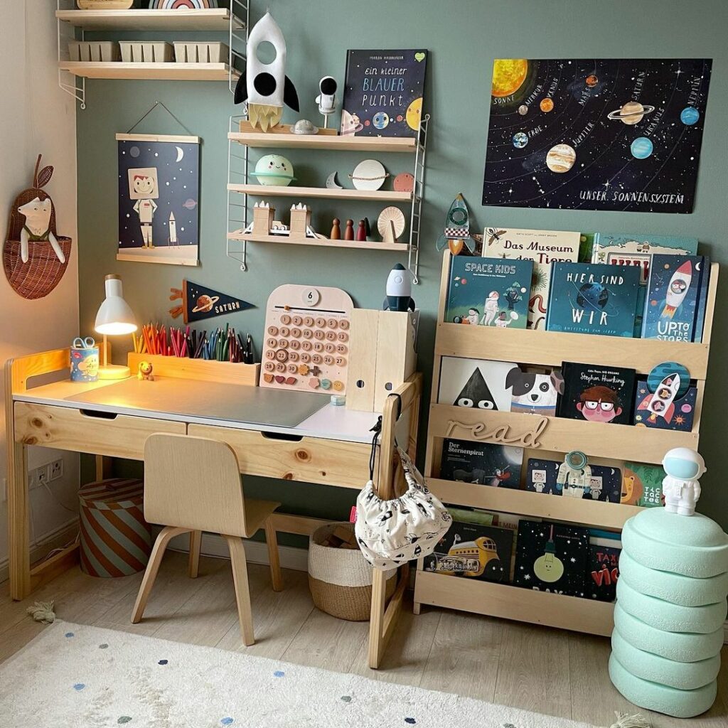 space-themed workspace