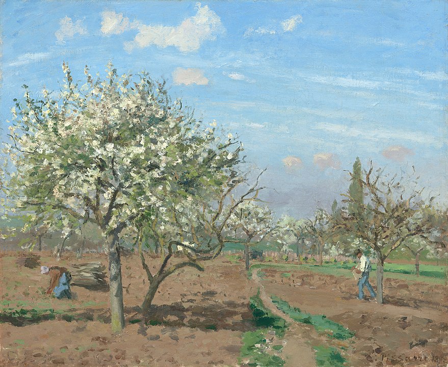 Orchard in Bloom by Camille Pissarro