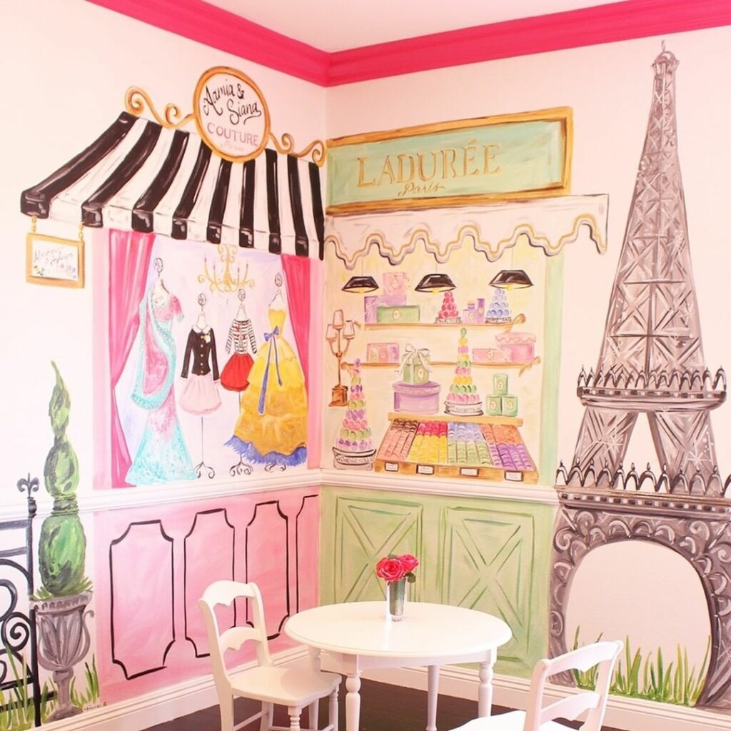 Paris-themed wall mural 