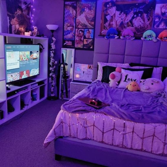 neon purple bedroom