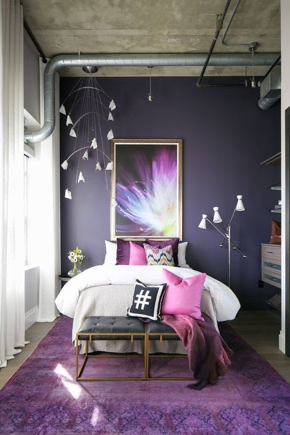 modern purple bedroom colors