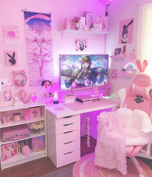 pink gaming setup