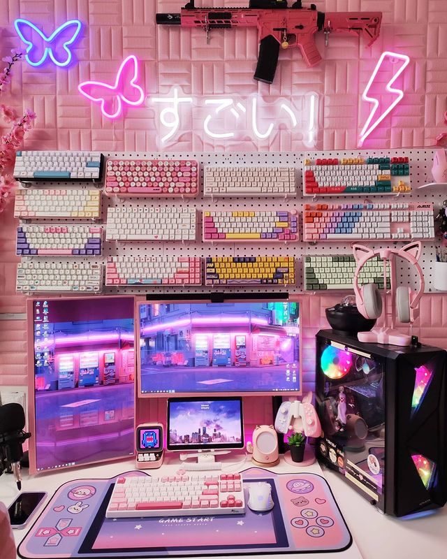 pink gaming setup