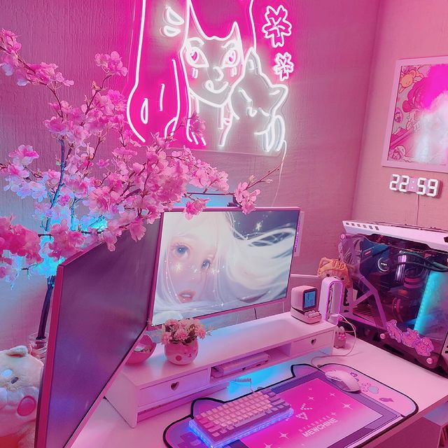 33 Pink Gaming Setup Ideas to Keep any Gamer Girl Happy | Displate